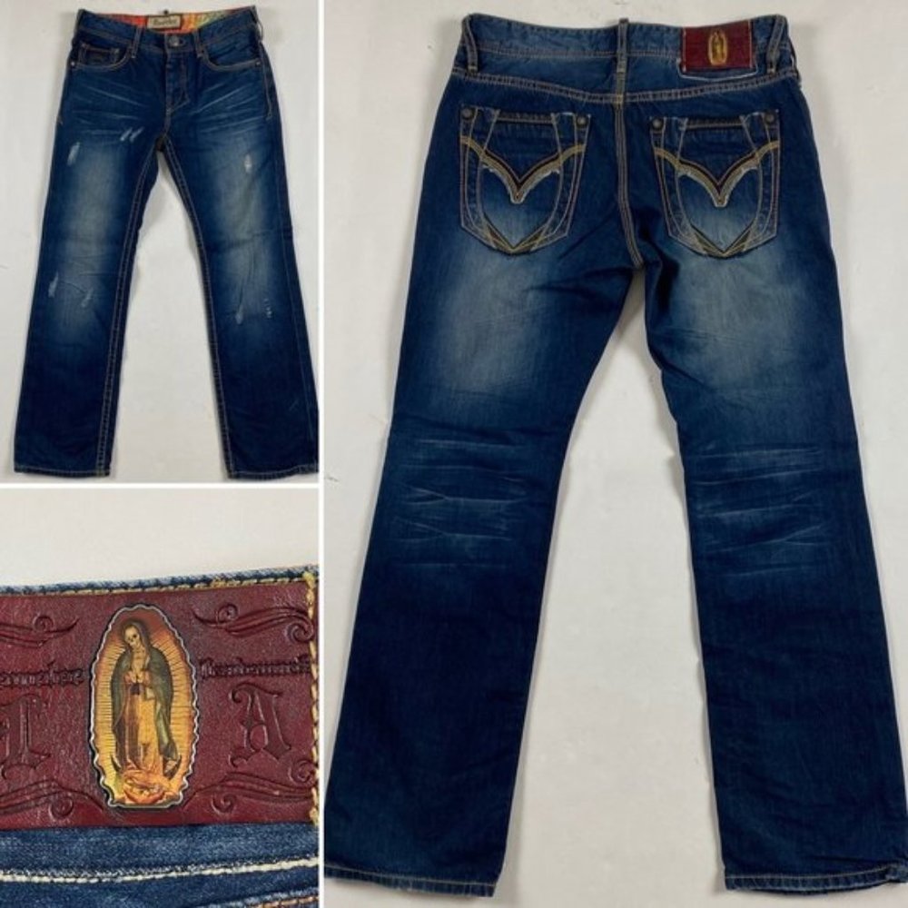 Remetee Rampart Straight Jeans Mens 34 x 34 Measures 34.5 x 33 Blue Cotton